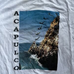 Vintage Acapulo Diving Swimming Shirt Summer Tropical Super Thin Graphic Tee Lrg